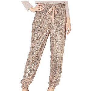 Free People Rose Gold Sequin Harem Jogger Pants